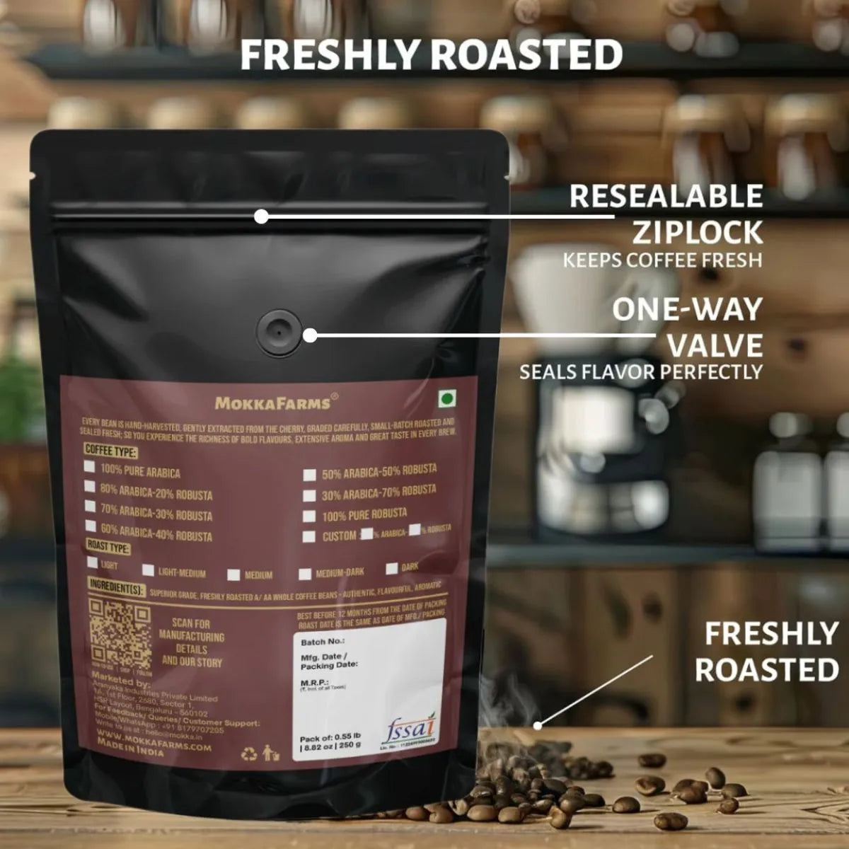 70% Arabica, 30% Robusta | Freshly Roast, A/ AA Whole Coffee Beans