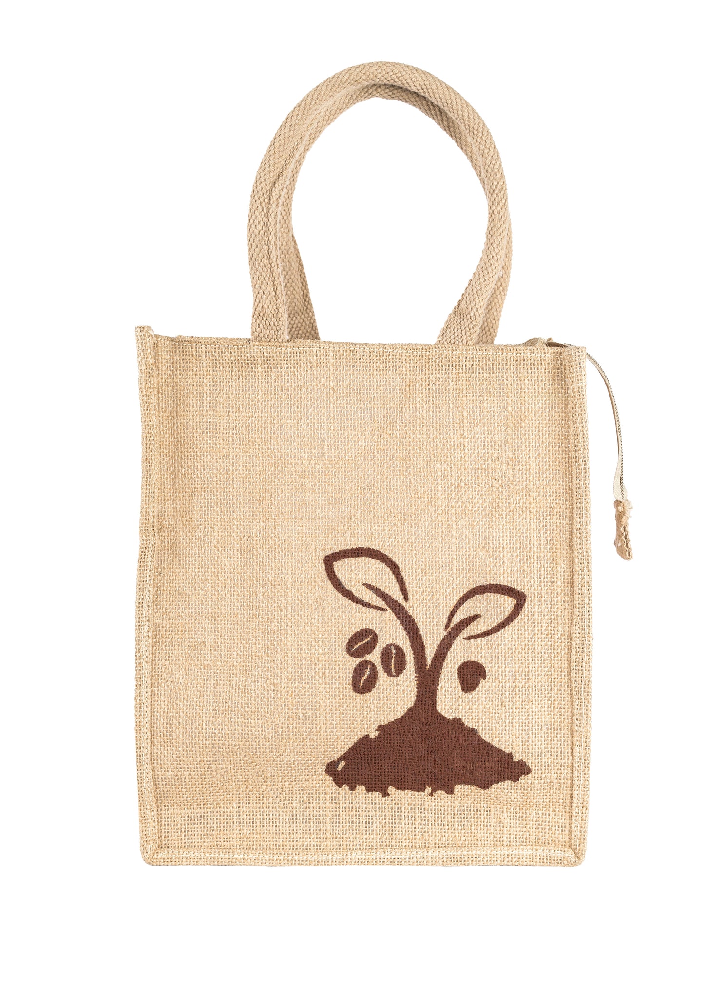 MOKKAFARMS 100% Jute Eco Bag - 11.5in x 9.5in x 3.5in Vertical Tiffin/Lunch Bag with Zip | Food Safe | Water Resistant | Women Entrepreneurs |