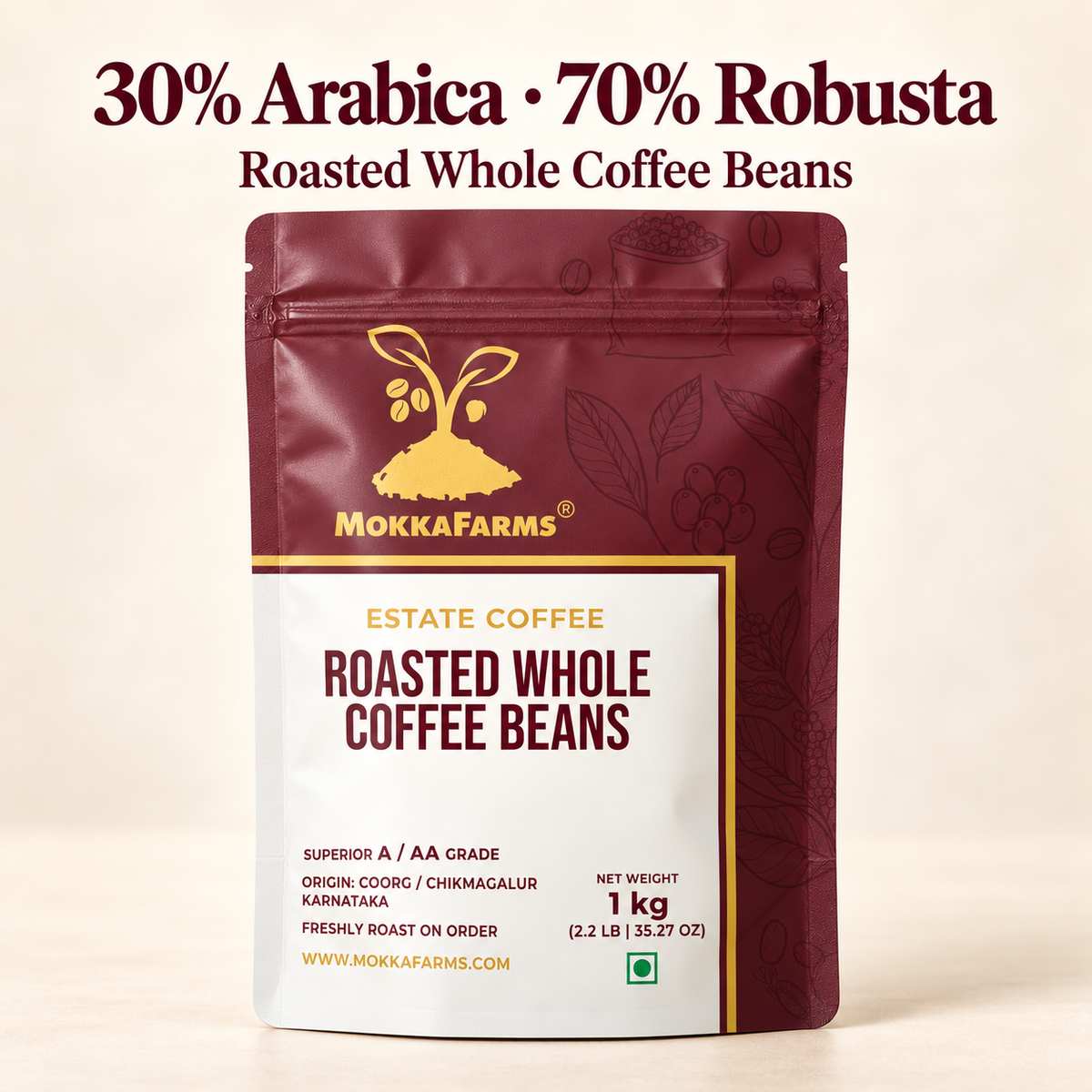 30% Arabica, 70% Robusta | Freshly Roast, A/ AA Whole Coffee Beans