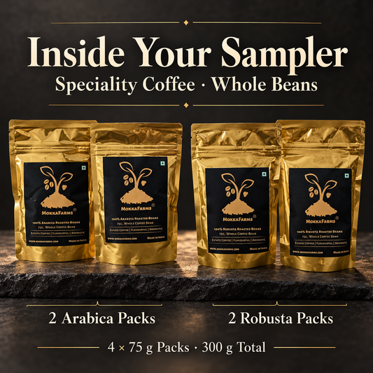 Specialty Coffee, Roasted Whole Beans | 75g Packs x 4 Variants | Sampler Pack