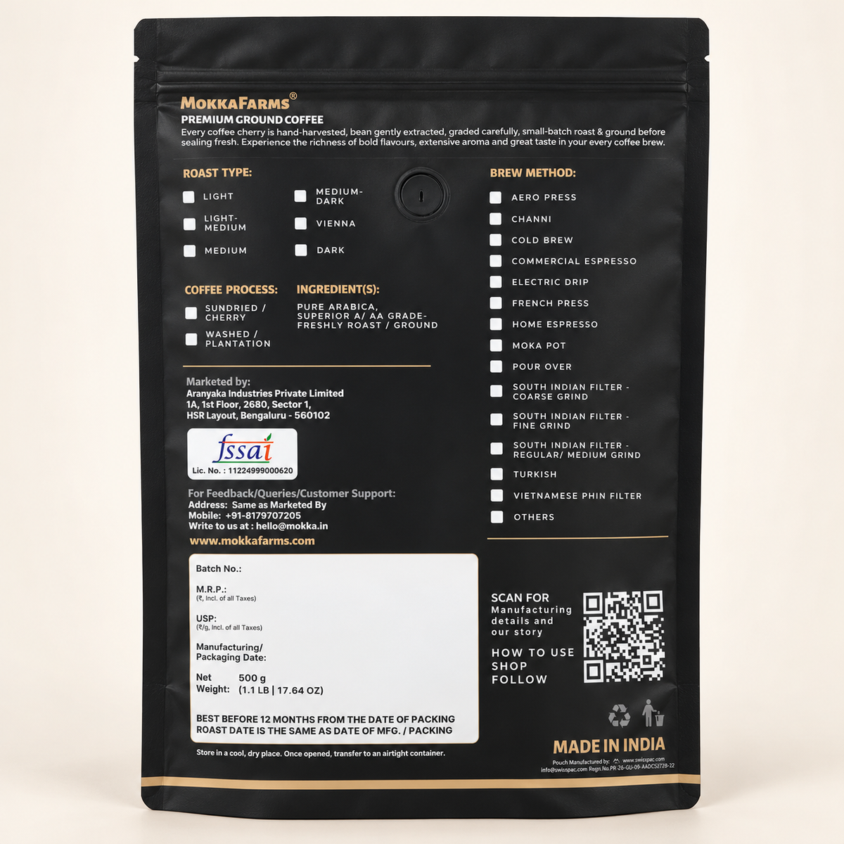Aero Press - 100% Pure Arabica | A/ AA Grade | Premium Ground Coffee