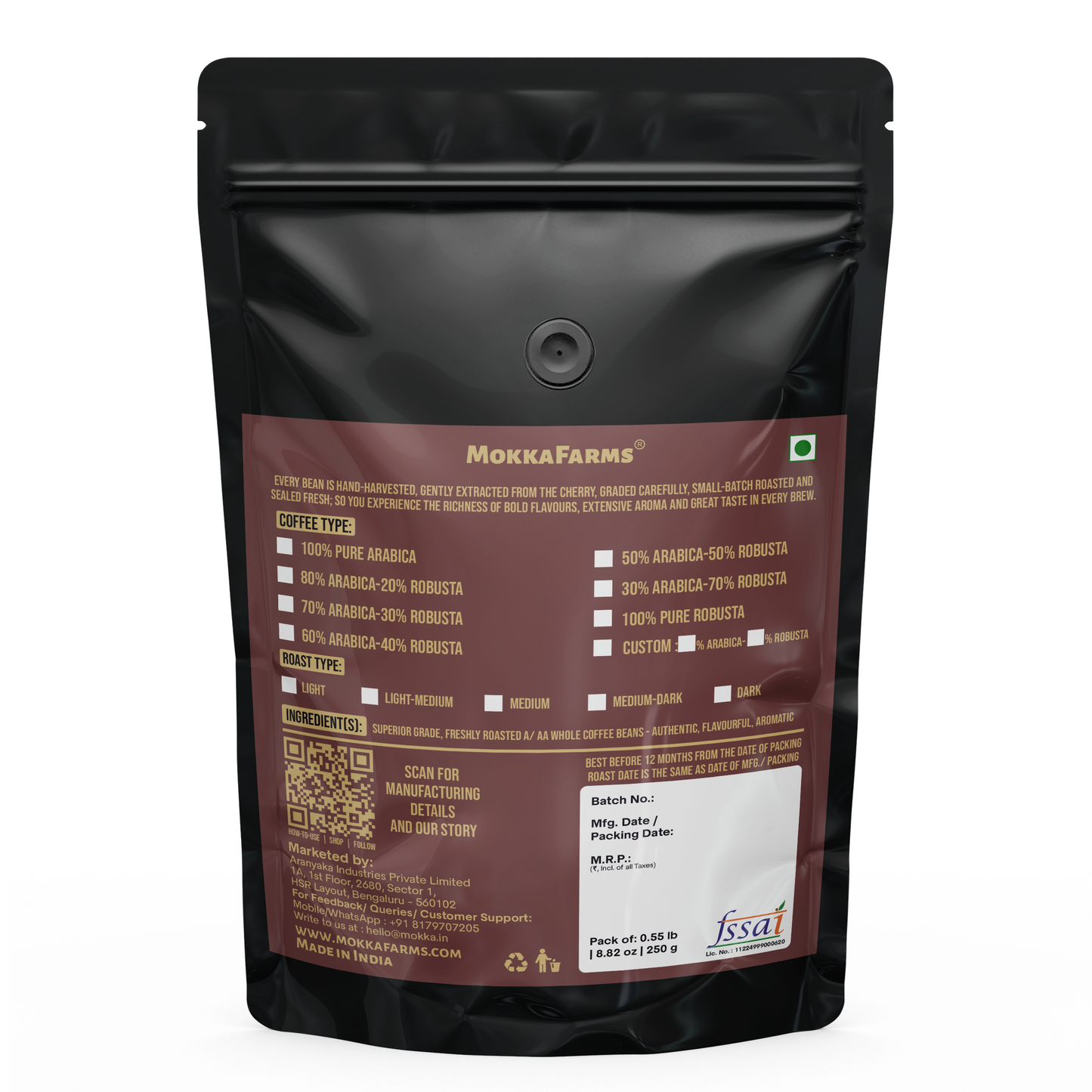 30% Arabica, 70% Robusta | Freshly Roast, A/ AA Whole Coffee Beans
