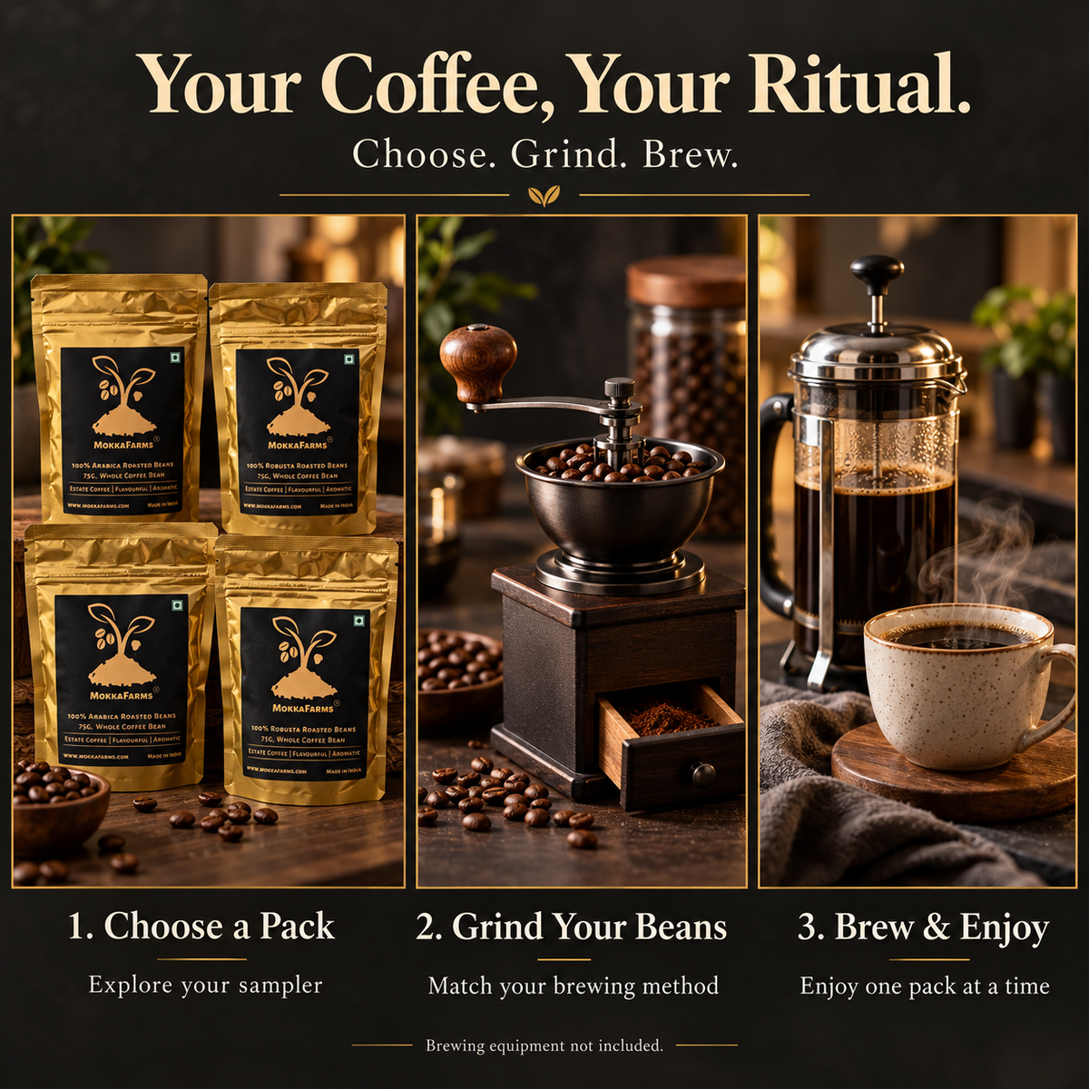 Specialty Coffee, Roasted Whole Beans | 75g Packs x 4 Variants | Sampler Pack