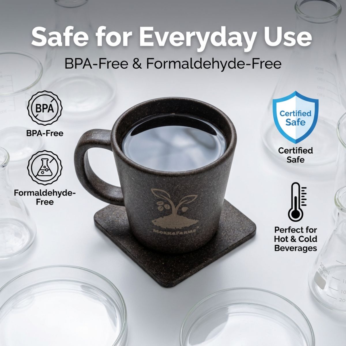 1 Coffee Mug 300 ML + 1 Coaster | Made from Coffee Residue [Husk, Unused Coffee Grounds/ Bean] | Available in Pack of 1