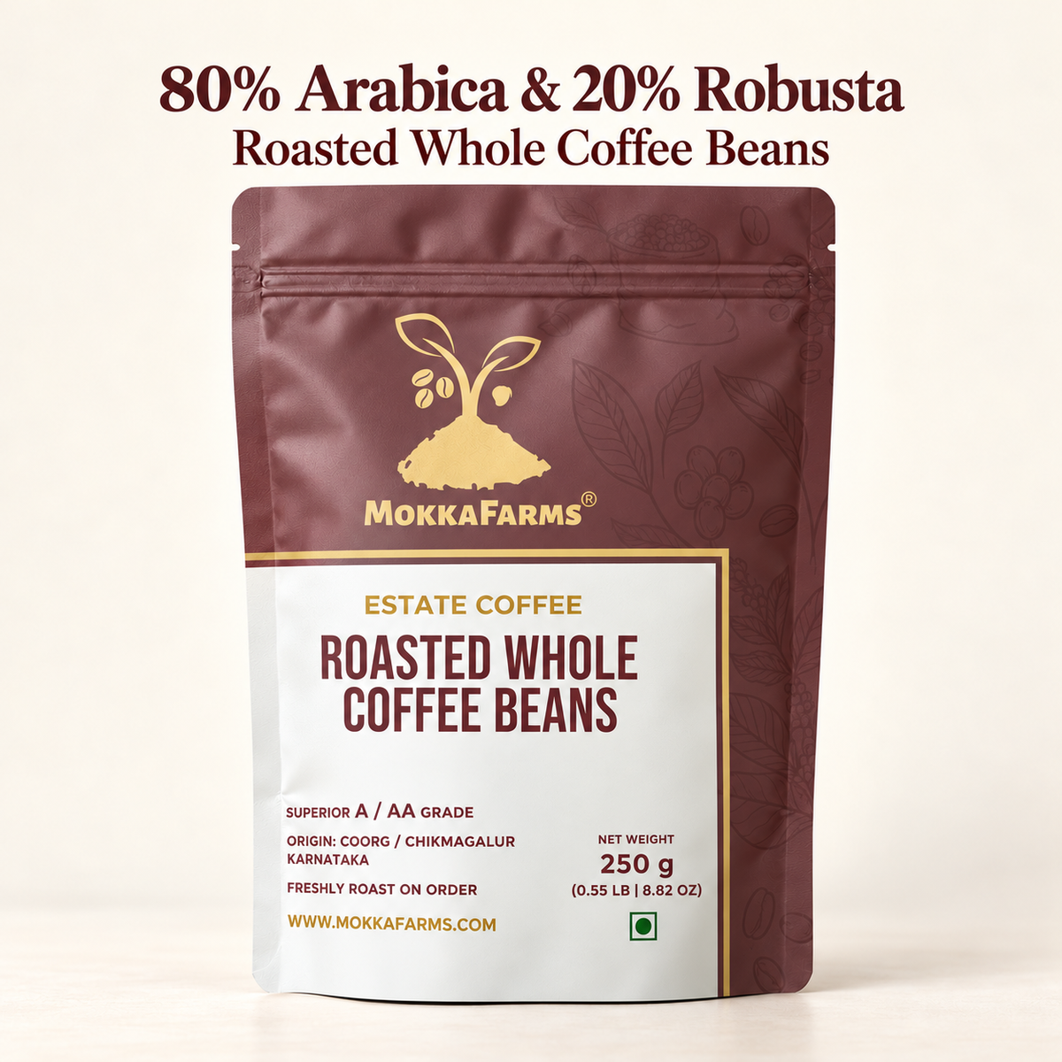 80% Arabica, 20% Robusta | Freshly Roast, A/ AA Whole Coffee Beans