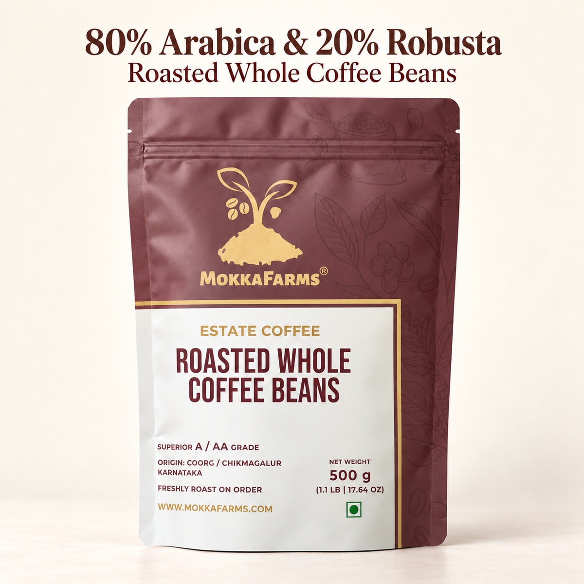 80% Arabica, 20% Robusta | Freshly Roast, A/ AA Whole Coffee Beans