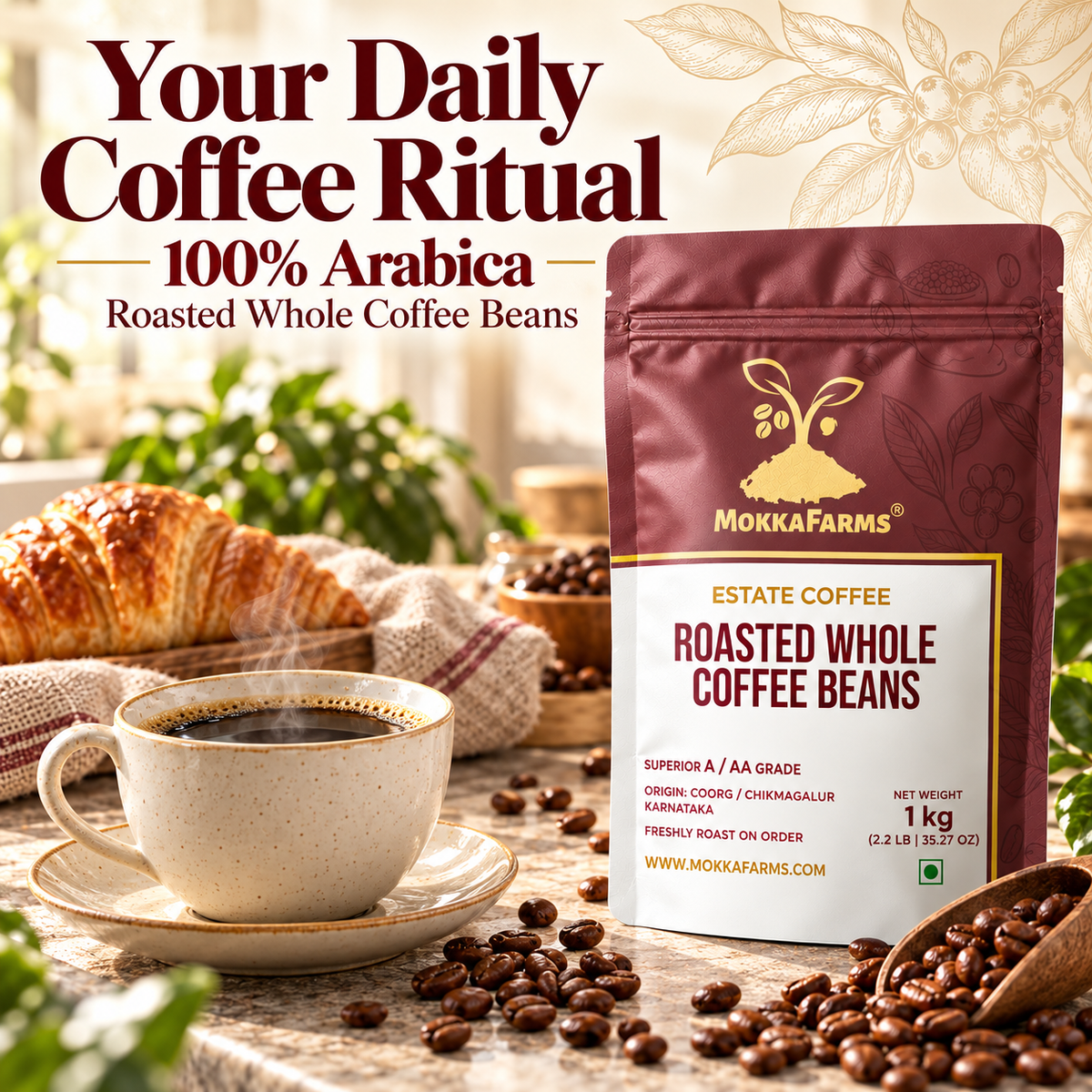 100% Arabica | Freshly Roast, A/ AA Whole Coffee Beans