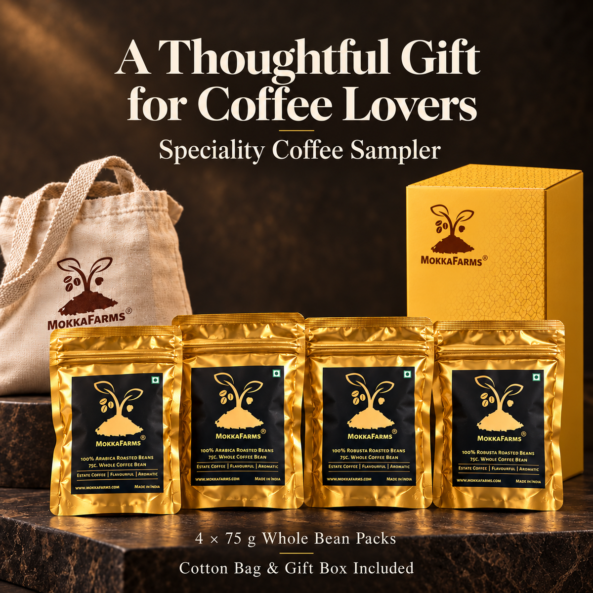 Specialty Coffee, Roasted Whole Beans | 75g Packs x 4 Variants | Sampler Pack