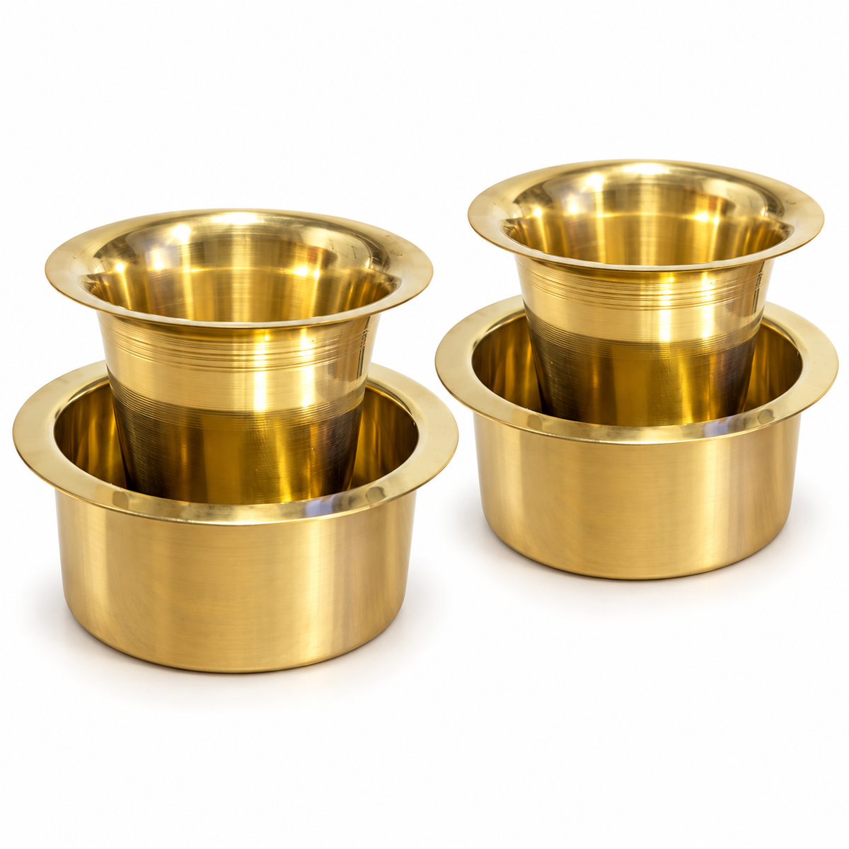 140 ml Traditional South Indian Filter Coffee  Brass Dabara & Tumbler Set | Heavy-Gauge Brass