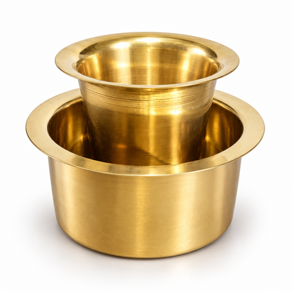 140 ml Traditional South Indian Filter Coffee  Brass Dabara & Tumbler Set | Heavy-Gauge Brass
