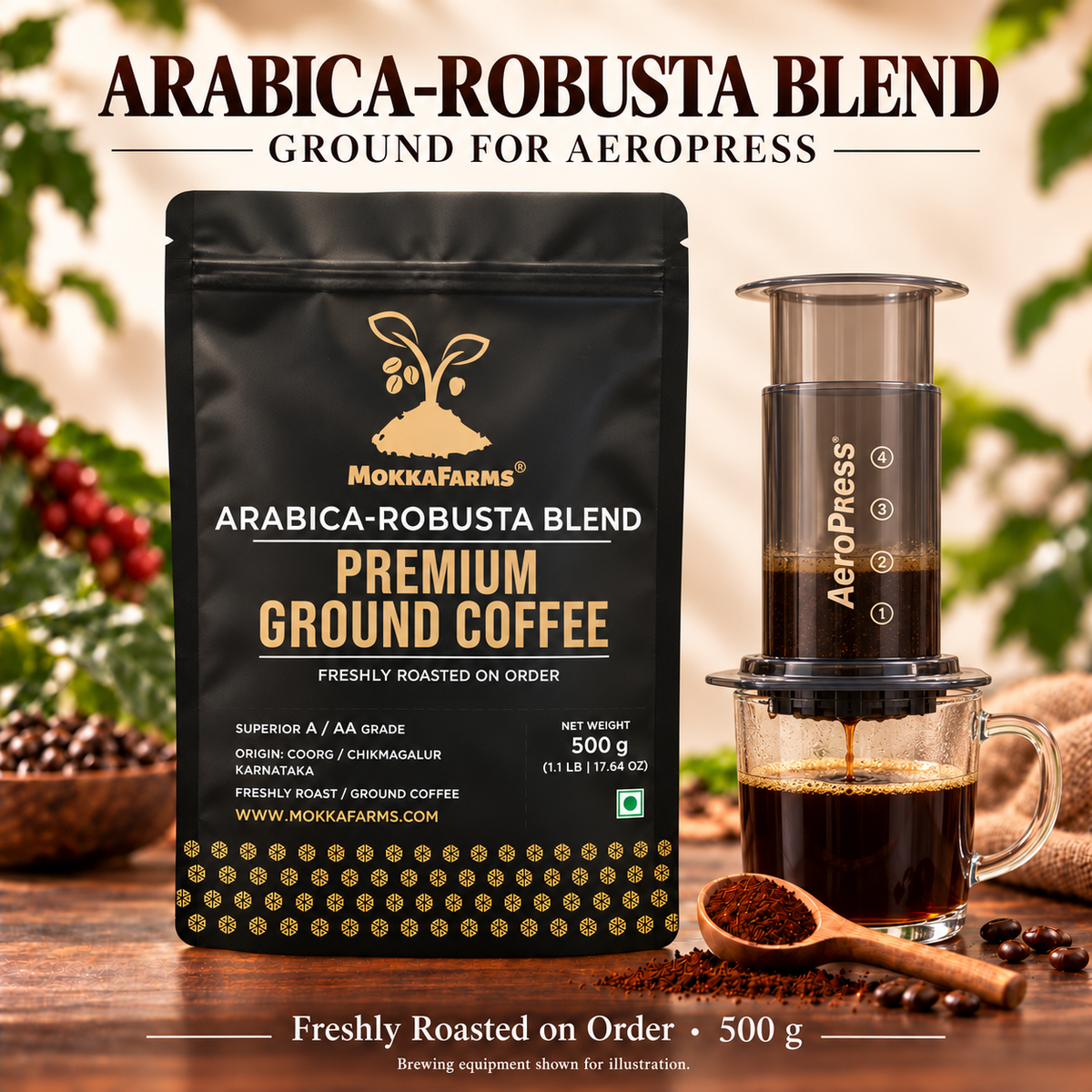 Aero Press - Arabica-Robusta Blend | A/ AA Grade | Premium Ground Coffee
