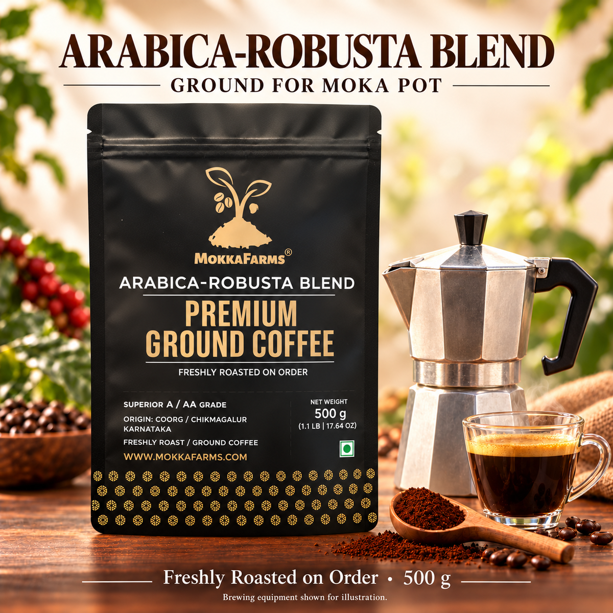 Moka Pot - Arabica-Robusta Blend | A/ AA Grade | Premium Ground Coffee