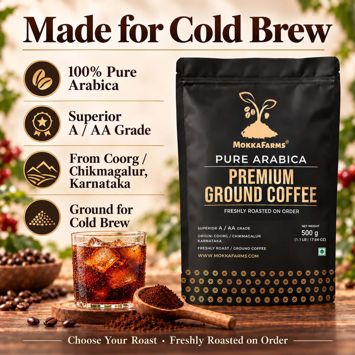 Cold Brew - 100% Pure Arabica | A/ AA Grade | Premium Ground Coffee