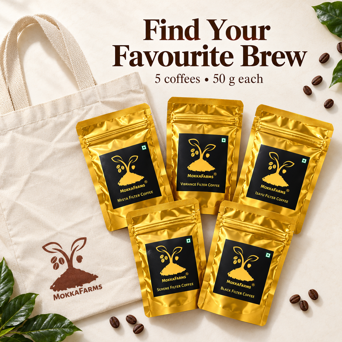 80-20 Filter Coffee | 50g Pack Size x 5 Variants | Sampler Pack