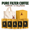 Pure Filter Coffee | 50g Pack Size x 5 Variants | Sampler Pack