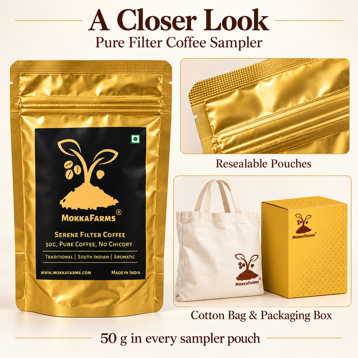 Pure Filter Coffee | 50g Pack Size x 5 Variants | Sampler Pack