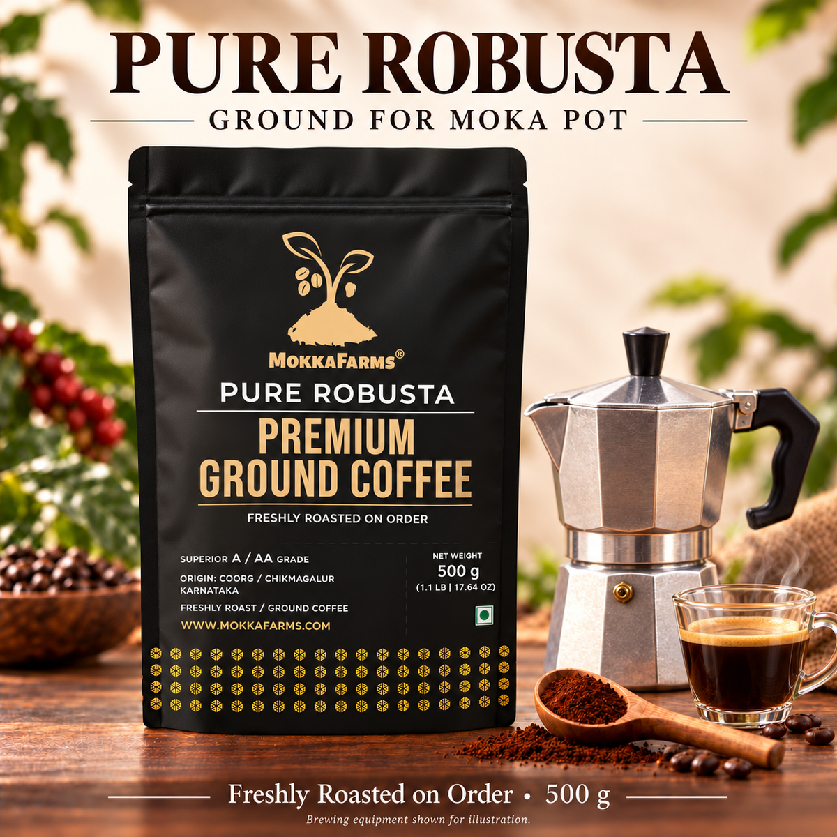 Moka Pot - 100% Pure Robusta | A/ AA Grade | Premium Ground Coffee