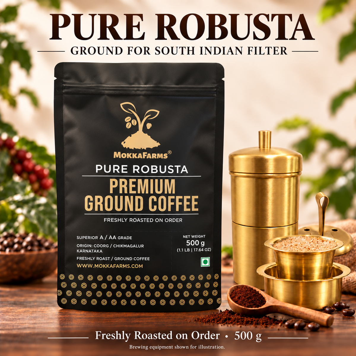 South Indian Filter - 100% Pure Robusta | A/ AA Grade | Premium Ground Coffee