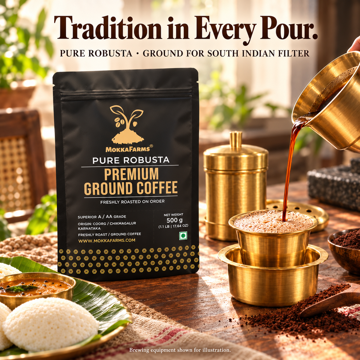 South Indian Filter - 100% Pure Robusta | A/ AA Grade | Premium Ground Coffee
