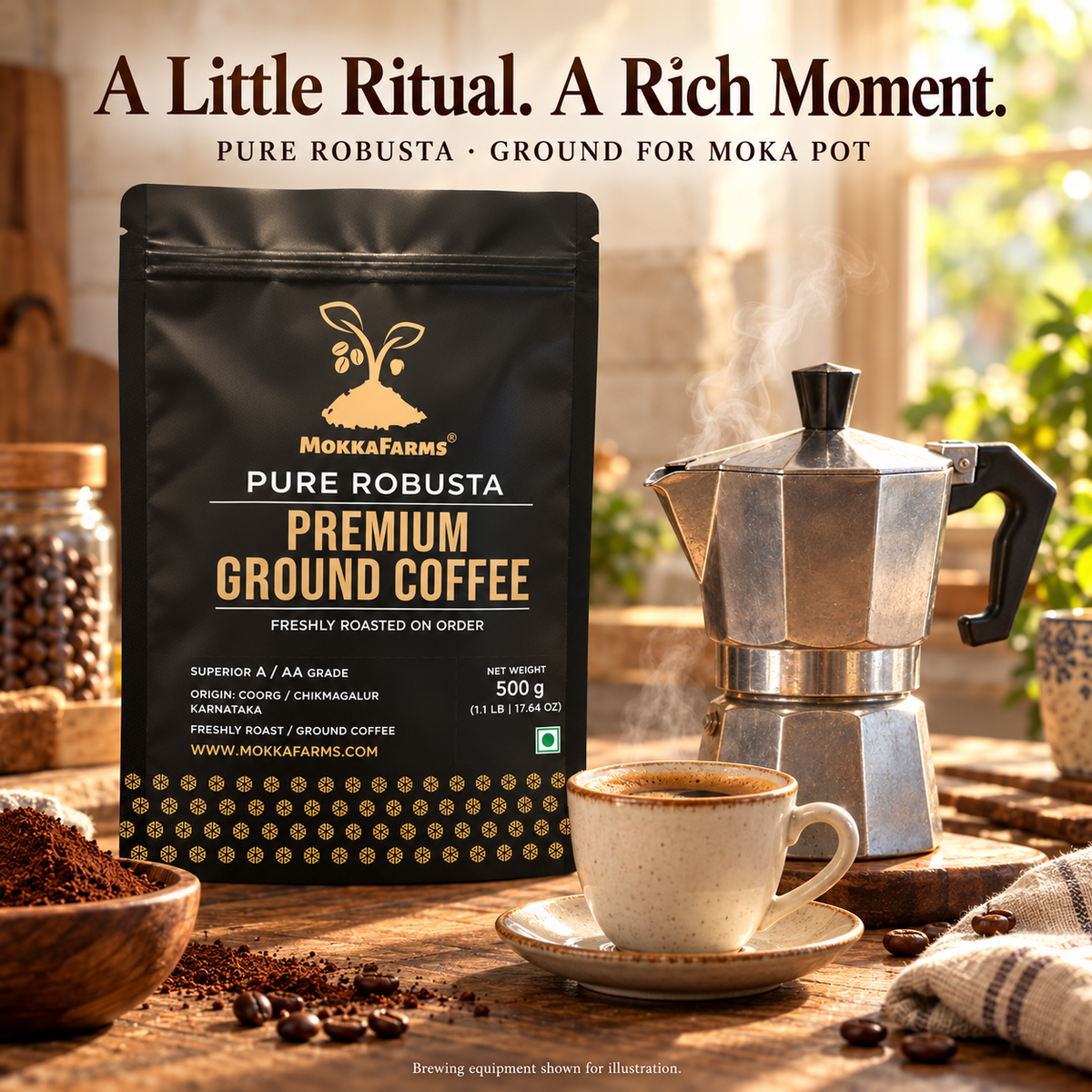 Moka Pot - 100% Pure Robusta | A/ AA Grade | Premium Ground Coffee