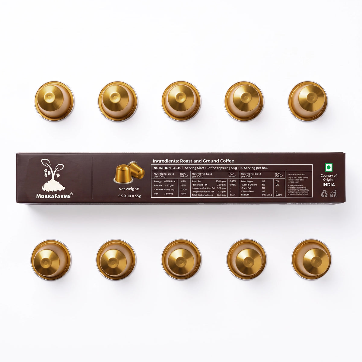 Coffee Pods Capsules - Nespresso Compatible - 80% Arabica, 20% Robusta - Plantation/ Washed Coffee, AA Grade, Pack of 10 and Pack of 40, Medium Dark Roast, Aluminium Recyclable
