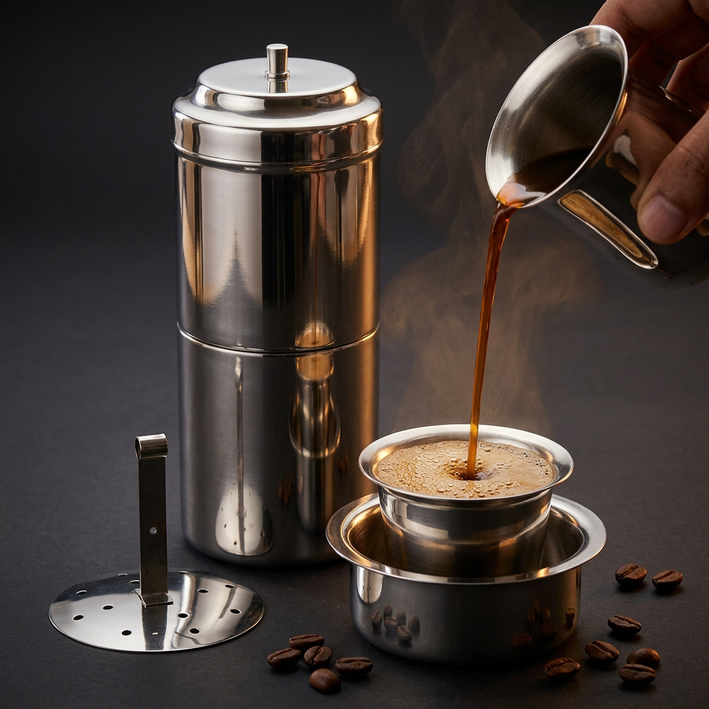 Traditional South Indian Coffee Filter Setup